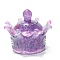 Resin Demagnetization Bowl, with Natural Amethyst inside Jewelry Display Tray, Crown, 78x67mm