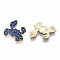 Printed Alloy Pendants, Light Gold, Crab Charms, Royal Blue, 19.5x20x1.5mm, Hole: 0.6mm