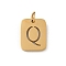 304 Stainless Steel Charms, with Jump Ring, Golden, Rectangle with Letter Charm, Letter Q, 12.5x9.5x1.5mm, Hole: 3mm