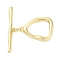 Brass Toggle Clasps, Triangle, Real 14K Gold Plated, 29x32x3mm, Hole: 1.6mm