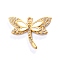 Stainless Steel Rhinestone Pendants, with Enamel, Dragonfly, Golden, White, 27x20mm