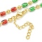 Brass Enamel Column Link Chain Necklaces, Real 18K Gold Plated, Lead Free & Cadmium Free & Nickel Free, Long-Lasting Plated, Colorful, 17.72 inch(45cm)