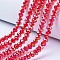 Electroplate Glass Beads Strands, AB Color Plated, Faceted, Rondelle, Red, 3.5~3.8x3mm, Hole: 0.4mm, about 113~115pcs/strand, 12.80~12.99 inch(32.5~33cm)