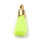 Cotton Pendants, with CCB Plastic Finding, Tassl, Green Yellow, 24.5~30x6mm, Hole: 1.4mm