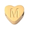 Ion Plating(IP) Tarnish Resistant 304 Stainless Steel Beads, Heart with Letter, Golden, Letter M, 7x8x3mm, Hole: 2mm