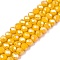 Electroplate Glass Beads Strands, Opaque Solid Color, AB Color Plated, Faceted, Rondelle, Gold, 6x5mm, Hole: 1mm, about 84~85pcs/strand, 41.5~42cm