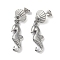 Non-Tarnish Texture Sea Horse 304 Stainless Steel Dangle Earrings, Shell Shape Stud Earring for Women, Stainless Steel Color, 45x12.5mm