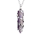 Natural Amethyst Hexagon Prism Pendant Necklace with Platinum Alloy Chains, 20.87 inch(53cm)