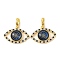 Rack Plating Brass Micro Pave Cubic Zirconia Pendant, with Glass, Long-Lasting Plated, Evil Eye, Real 18K Gold Plated, Prussian Blue, 30x28.5x5.5mm, Hole: 6mm