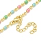 Brass Enamel Column Link Chain Necklaces, Real 18K Gold Plated, Lead Free & Cadmium Free & Nickel Free, Long-Lasting Plated, Colorful, 17.52 inch(44.5cm)