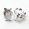 Owl Brass Natural Howlite Finger Rings, Platinum, Size 8, 18mm