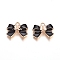 Light Gold Plated Alloy Enamel Pendants, Bowknot, Black, 16.5x20x5mm, Hole: 2.5mm