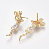 Brass Cubic Zirconia Dangle Stud Earrings KK-S350-430G-2