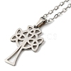 Non-Tarnish 201 Stainless Steel Cross with Sailor's Knot Pendant Necklace with Cable Chains NJEW-Q317-11P-2