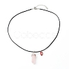 Natural Tiger Eye & Rose Quartz Double Terminated Pointed Pendants Necklaces Set for Couples Best Friends NJEW-JN03676-4