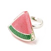 Jelly Color 3D Resin Fruit Adjustable Ring RJEW-JR00455-4