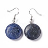 Natural Sodalite Flat Round Dangle Earrings EJEW-D188-03P-04-2