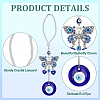 Blue Evil Eye with Butterfly Car Hanging Decoration Ornament HJEW-WH0043-34-4