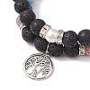 2pcs 2 Styles 8mm Round Dyed Natural Lava Rock & Shell Pearl Beaded Stretch Bracelet Sets BJEW-JB10318-4