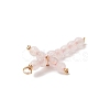 Natural Rose Quartz Faceted Round Copper Wire Wrapped Pendants PALLOY-JF02011-01-3