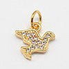 CZ Brass Micro Pave Cubic Zirconia Bird Charms ZIRC-L018-01-2