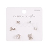 6 Pcs Brass Mirco Pave Clear Cubic Zirconia Ear Studs EJEW-S218-01P-07-1