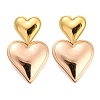304 Stainless Steel Double Heart Dangle Stud Earrings for Women EJEW-D076-01E-RG-1