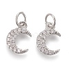 Brass Micro Pave Clear Cubic Zirconia Charms ZIRC-Z005-01C-1