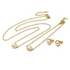 Flat Round Plastic Imitation Pearl Pendant Necklaces & Bracelets & Stud Earrings Sets SJEW-C004-02G-1