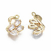 Brass Micro Pave Clear Cubic Zirconia Charms KK-S360-038-NF-2