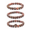 Natural Leopard Skin Jasper Round Beads Yoga Stretch Bracelet for Men Women BJEW-JB06928-1