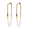 Chain Tassel with Glass Seed Beads Dangle Stud Earrings for Girl Women EJEW-TA00014-1