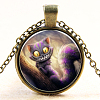 Christmas Picture Glass Kitten Pendant Necklaces NJEW-D280-89AB-1