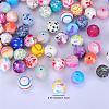 Printed Round Silicone Focal Beads SI-JX0056A-94-2