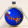 Christmas Picture Glass Pendant Necklaces NJEW-D280-53S-1