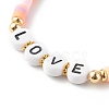 Polymer Clay Heishi Beads Stretch Bracelets Sets for Valentine's Day BJEW-JB06298-01-6