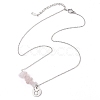 Natural Rose Quartz Chip & Constellation Pendant Necklaces NJEW-JN05084-02-4