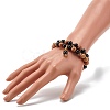Natural Tourmaline & Wood Round Beads Stretch Bracelets Set BJEW-JB07165-03-3