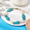 Natural Shell & Synthetic Turquoise Braided Bead Anklets AJEW-AN00562-4