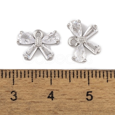 Brass Micro Pave Clear Cubic Zirconia Charms KK-L212-14P-1