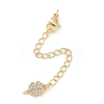 Brass Micro Pave Cubic Zirconia Ends with Chains KK-U043-04G-1