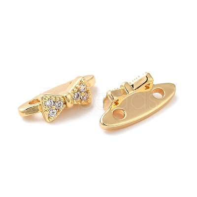 Brass Micro Pave Clear Cubic Zirconia Slide Charms KK-P239-14G-1