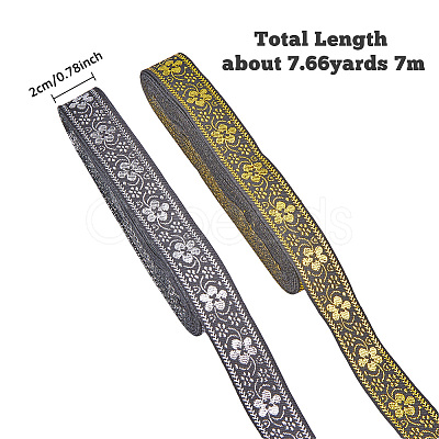 SUPERFINDINGS 2 Rolls 2 Colors Ethnic Style Embroidery Polyester Ribbons OCOR-FH0001-15A-1