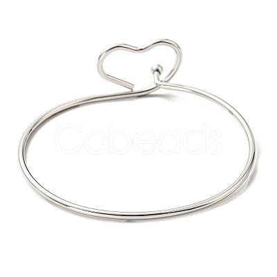 Non-Tarnish 201 Stainless Steel Wire Wrap Heart Bangle BJEW-E079-03P-1