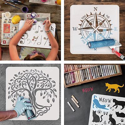 Plastic Painting Stencils Sets DIY-WH0172-892-1