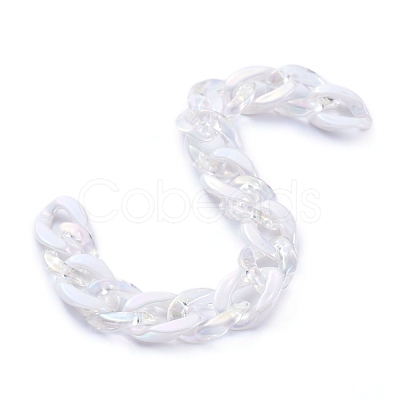 Handmade Imitation Pearl Acrylic Curb Chains AJEW-JB00626-01-1