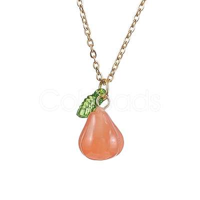 Natural Agate Fruit Pendant Necklaces NJEW-JN05010-1