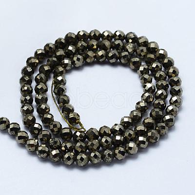 Natural Pyrite Beads Strands G-J369-19-4mm-1