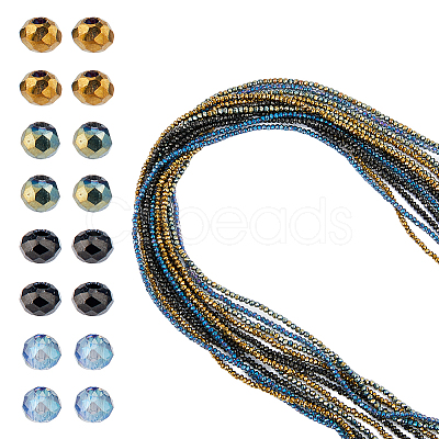 HOBBIESAY 12 Strands 4 Colors Electroplate Glass Beads Strands EGLA-HY0001-04-1