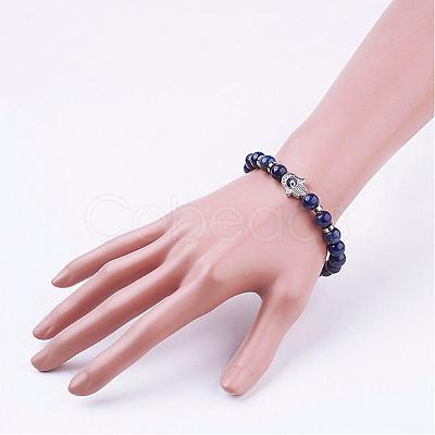 Natural Lapis Lazuli(Dyed) Stretch Bracelets BJEW-JB03146-03-1